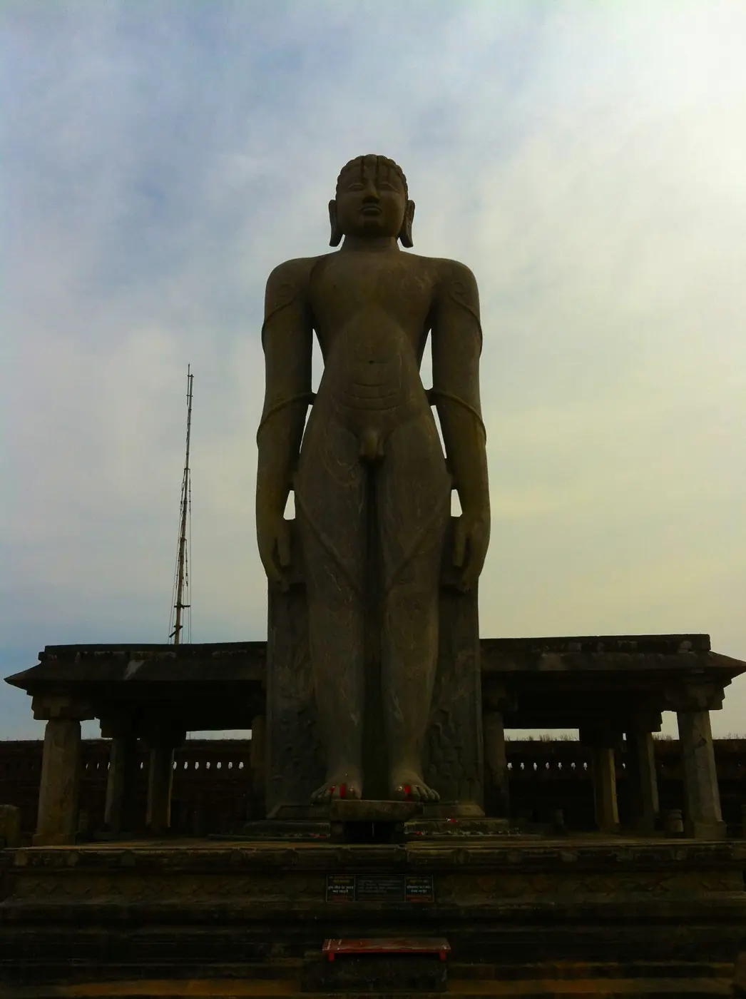The monolithic Gommateshwara Bahubali statue at Karkala against the sky
