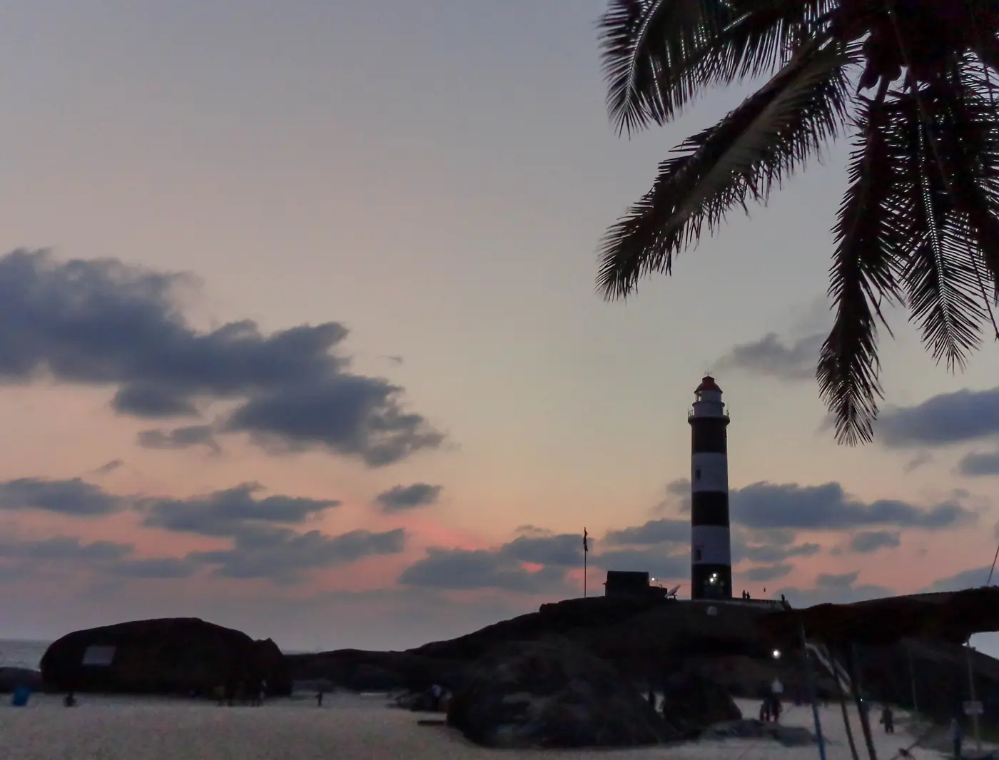 Kaup lighthouse on its rocks at dusk, twenty minutes from SeaSwara