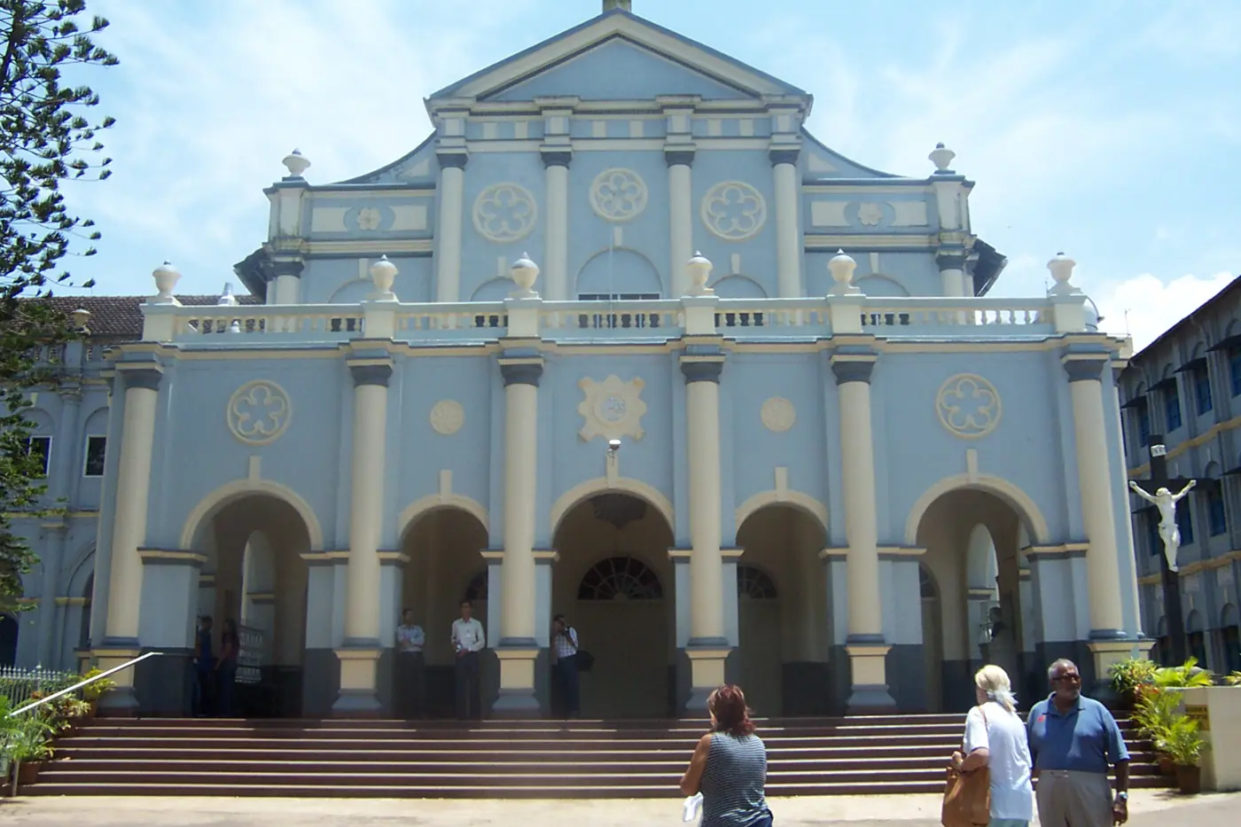 The pale blue façade of the St Aloysius Chapel in Mangaluru